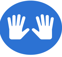 Hands in blue circle